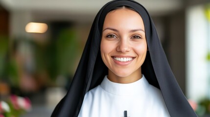 Smiling Nun Portrait   Faith  Hope  Charity  Religion  Spirituality