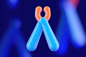 Aufkleber - A pair of blue and orange balloon pliers against a blurred blue background.