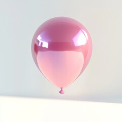 Wall Mural - a single shiny pink balloon floating mid-air, with light reflecting off its glossy surface, set agai