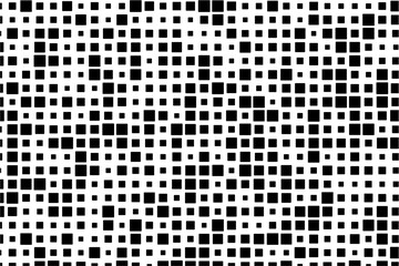 Wall Mural - Randomized black squares arranged in a structured grid pattern on a clean white background.