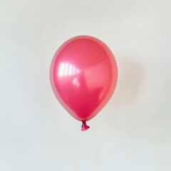 Wall Mural - a bright pink balloon with a shiny surface, floating gently against a white background, creating a p