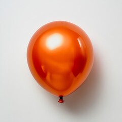 Wall Mural - a close-up of a shiny orange balloon, floating lightly against a clean white background, showcasing 