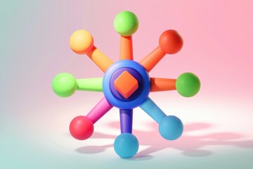 Leinwandbilder - A colorful  3D abstract object resembling a star or a flower.