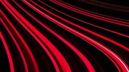 Wall Mural - Flowing red glowing abstract wave on black. Modern background animation