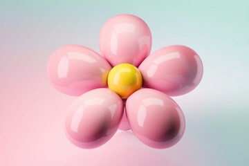 Aufkleber - A pink flower made of balloons with a yellow center