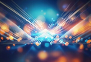 Aufkleber - Abstract digital art depicting a glowing blue and white grid pattern, with blurry lines of light shooting out from the center.