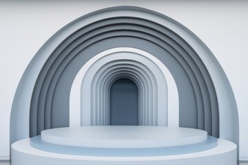 Fototapete - Abstract 3D rendering of a stage with multiple archways.