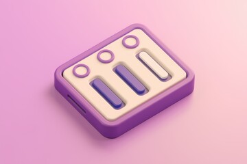 Poster - 3D rendered purple control panel with sliders and buttons.