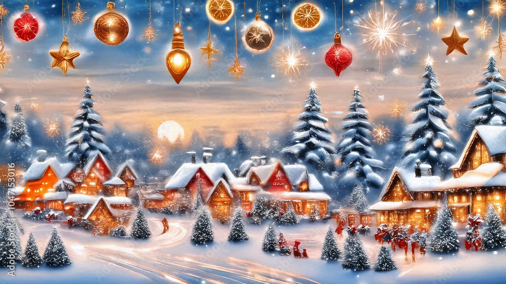 Christmas Harmony in a Magical Winter Village with Festive Wonder ...