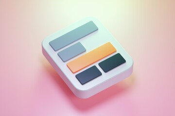 Leinwandbilder - A 3D icon representing a bar chart with colorful bars.