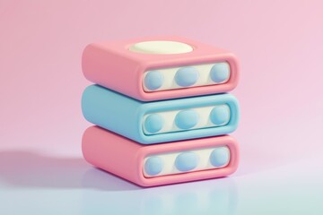Aufkleber - Stack of three colorful  square objects with rounded edges and buttons.