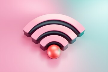 Fototapete - A stylized wifi symbol with a gold sphere in the center.
