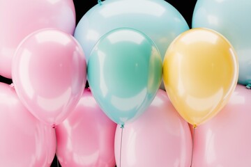 Aufkleber - A cluster of pastel colored balloons against a transparent background.