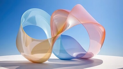 Wall Mural - Abstract Glass Sculpture with Vibrant Colors and Blue Sky Background