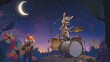 © Priya - Whimsical night scene with colorful animal musicians performing under the moon