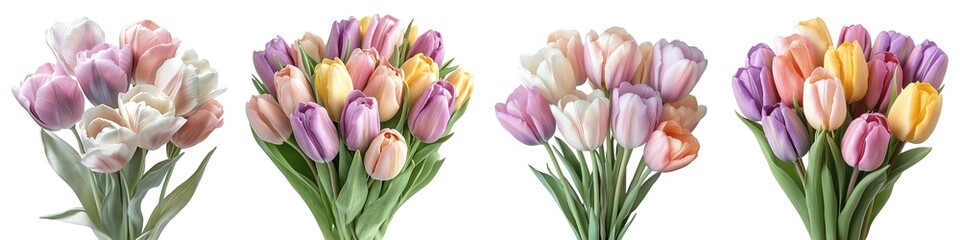 Wall Mural - Elegant tulips arrangement with pastel-colored petals