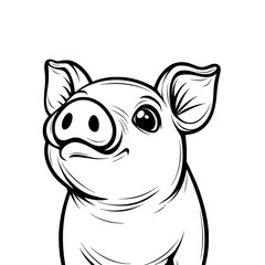 Wall Mural - Continous line art icon of pig. Abstract modern linear illustration of pork. Line art for modern design.