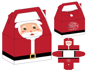 Canvas Print - Christmas Box packaging die cut template design. 3d mock-up