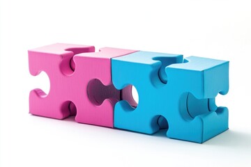 Two puzzle pieces sit on top of each other, ready for assembly