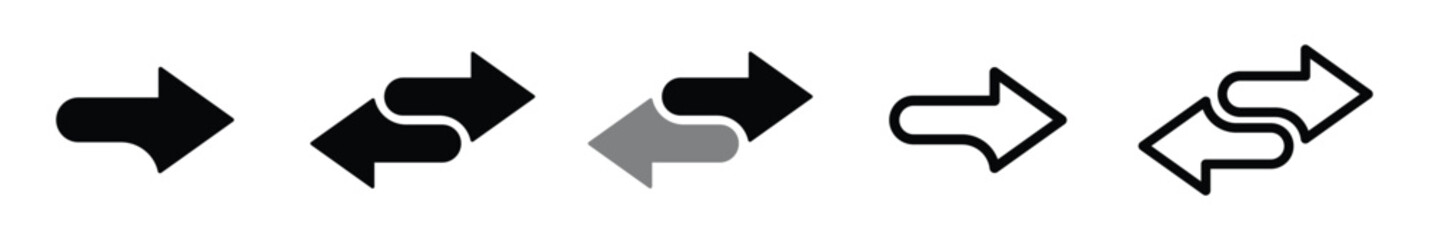  Double arrow icons in four direction concepts. Swap icon with two arrows signs. Exchange vector icon.