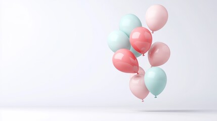 Wall Mural - a cluster of pastel-colored balloons floating together in mid-air, creating a cheerful and vibrant s