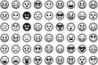 © Tarek - 60 unique emoticons in a colorful grid layout on white background for social media and app designs