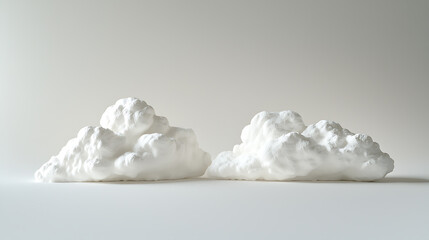 Wall Mural - Artistic white cloud sculptures on a minimalist background