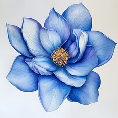 stunning blue magnolia flower illustration