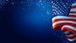 © TawaUStock - Campaign banner with a waving American flag in the corner, clear free space in the center for text, rich blue background with subtle sparkles, elegant vector style, soft ambient lighting