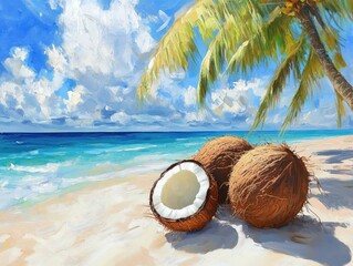 Sticker - coconut on the beach