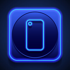 Wall Mural - Phone back, camera simple icon vector. Flat design. Blue neon style on button. With shadow