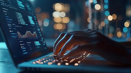 Hands Typing on Laptop in Digital Environment