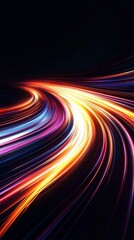 Poster - Light trails flowing on black background, speed and motion concept