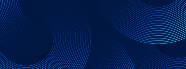 Wall Mural - modern blue line background with curved and overlapping blue gradient