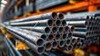 © Old Man Stocker - Stack of steel pipes in industrial storage facility. Stack of steel pipes neatly bundled and stored in an industrial facility, ready for transportation or further processing in the metal industry.