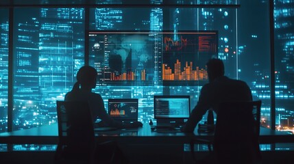 Wall Mural - Business People Analyzing Data in Modern Office