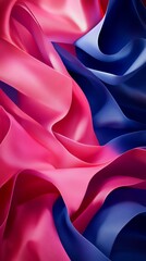 Wall Mural - Pink and blue satin ribbons flowing and creating abstract shapes