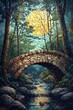 © Man - Enchanting moonlit scene a stunning mosaic of nature with a serene bridge under a full moon surrounded by lush trees and flowing water