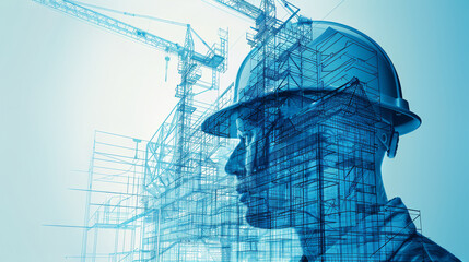 Building construction concept with an engineer in hardhat