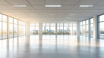 Sticker - Modern Empty Office Space with City View