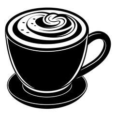 a cup cappuccino coffee vector silhouette