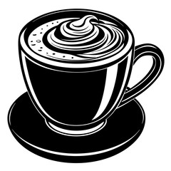 a cup cappuccino coffee vector silhouette