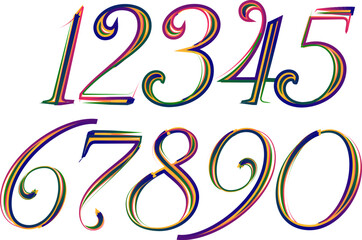 3d numbers, set numbers, gradient color number, 3d numbers vector set characters. One, two, three, four, five, six, seven, eight, nine, zero. 1,2,3,4,5,6,7,8,9,0. Decorative elements