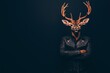 © Natalia - Punk deer stands confidently in a dark studio, showcasing unique style and attitude with bold antlers