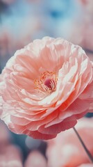 Poster - Delicate pink ranunculus blooming in soft light