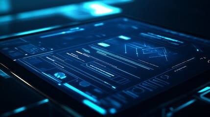Wall Mural - close-up of mobile app interface design on a tablet, responsive design concept, user experience (ux)