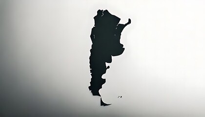 silhouette of a map of the country of argentina on a plain white background