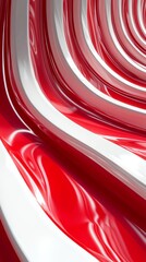 Wall Mural - Red and white swirls creating a dynamic abstract design