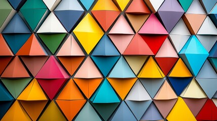 Wall Mural - Colorful triangles creating stunning visual effect on wall