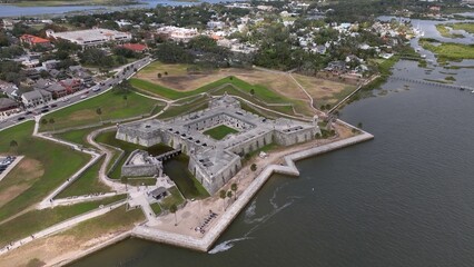 St Augustine Florida historic fort Castillo de San Marcos National Monument open the public and is primary destination for families and tourist on vacation while in Florida